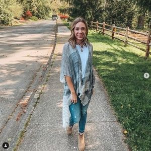 VICI Striped Fringe Kimono